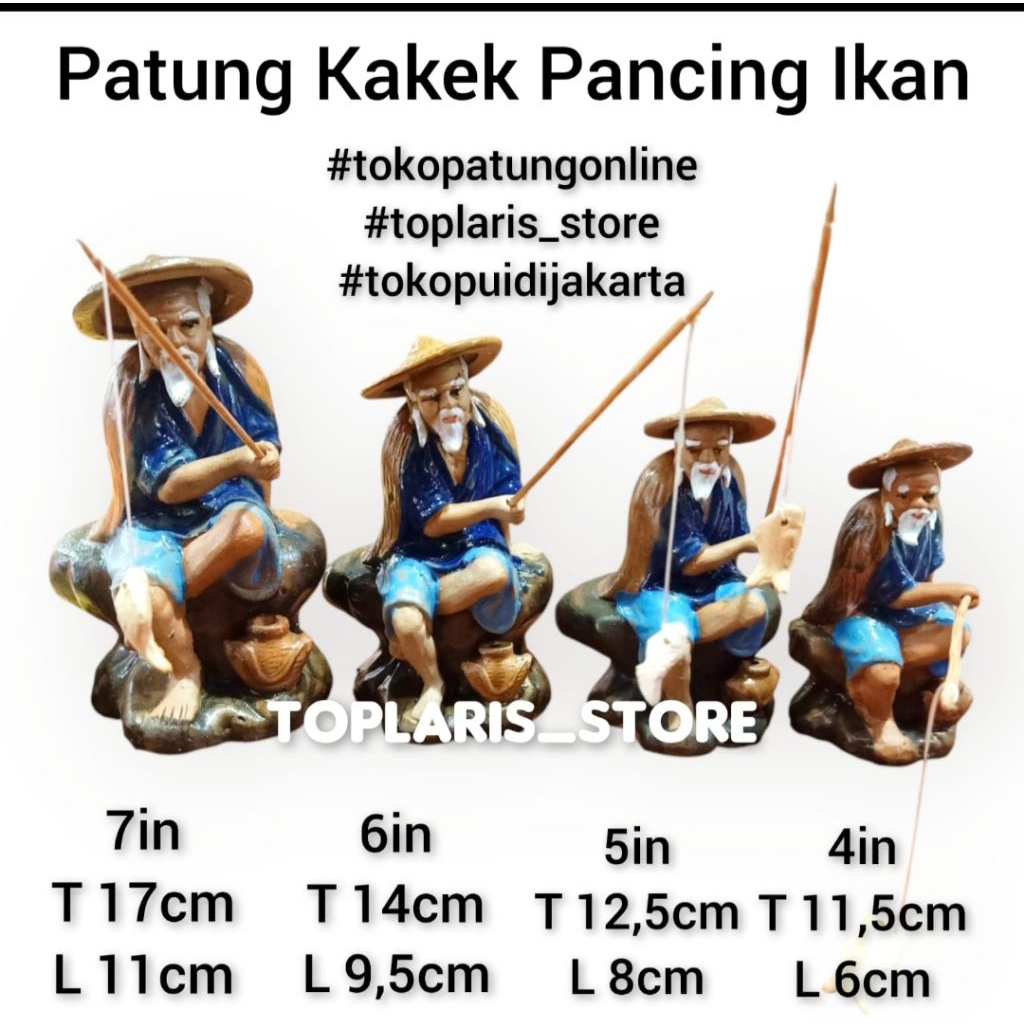 Patung Dewa Pancing Ikan Jiang Tai Kong Keramik