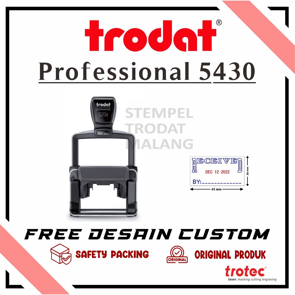 

STEMPEL TRODAT PROFESSIONAL 5430 DATER SELF - INKING ( 41 x 24 mm ) FREE DESAIN