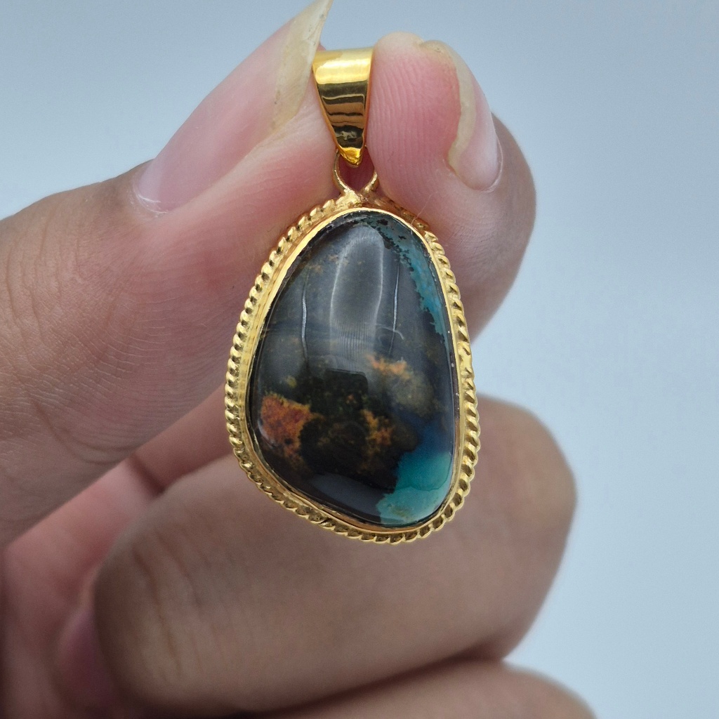 Liontin perak batu bacan doko majiko, natural bacan doko majiko