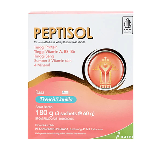 

PEPTISOL SUSU 60 GRAM BOX 3 SACHET (180 GRAM) (SUSU TINGGUI PROTEIN)