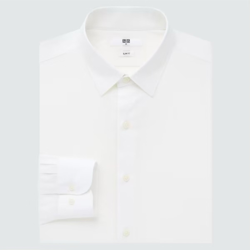 (ORIGINAL SECOND) UNIQLO / Kemeja pria putih lengan panjang - formal atau casual - Size L slim fit