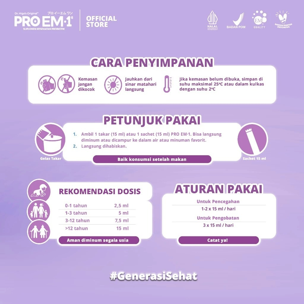 Pro Em1 Suplemen Kesehatan Probiotik 90Ml / Botol Original Anggur Pro Em-1 Suplement Anak Dewasa Pro