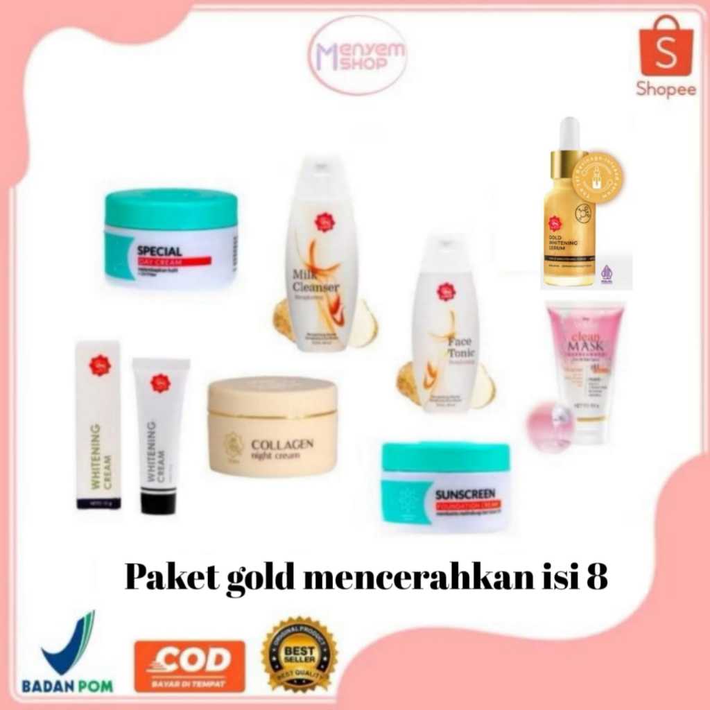 VIVA | Promo Paket Hemat - Serum Gold Whitening Viva Paket Mencerahkan | Viva Paket Skincare Anti Fl