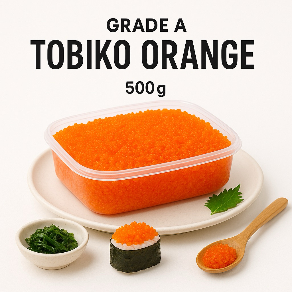 

TOBIKO ORANGE 500gr | Tobiko telur ikan terbang | Flying fish roe | TOBIKO ORANGE MURAH