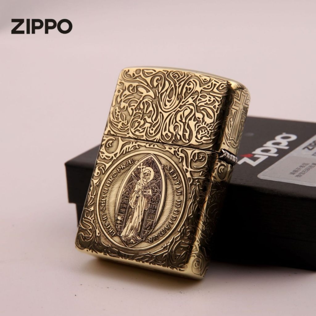 Korek Api Zippo Constantine Full Grafir 5 sisi Gold Plate