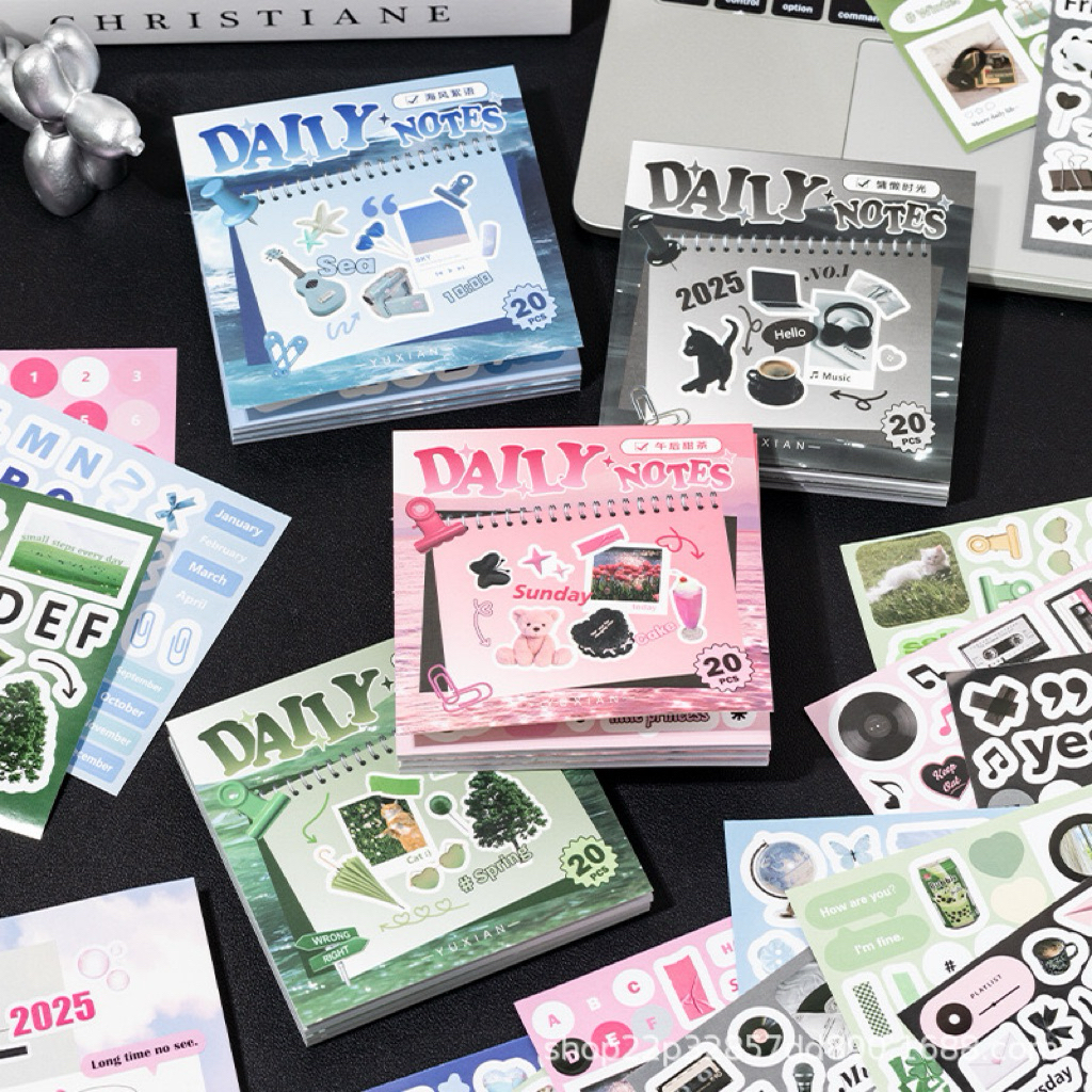 

(5AC) sticker bbok buku daily notes boneka doll pohon alam tree nature