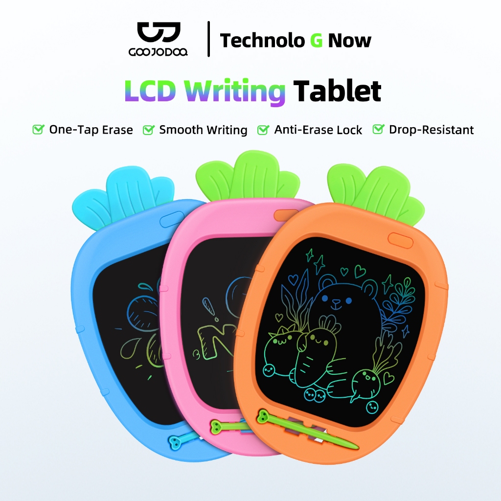 Goojodoq Wortel yang lucu Children Drawing board Erase 10.5 Inch Berwarna With Stylus Pen LCD Writin