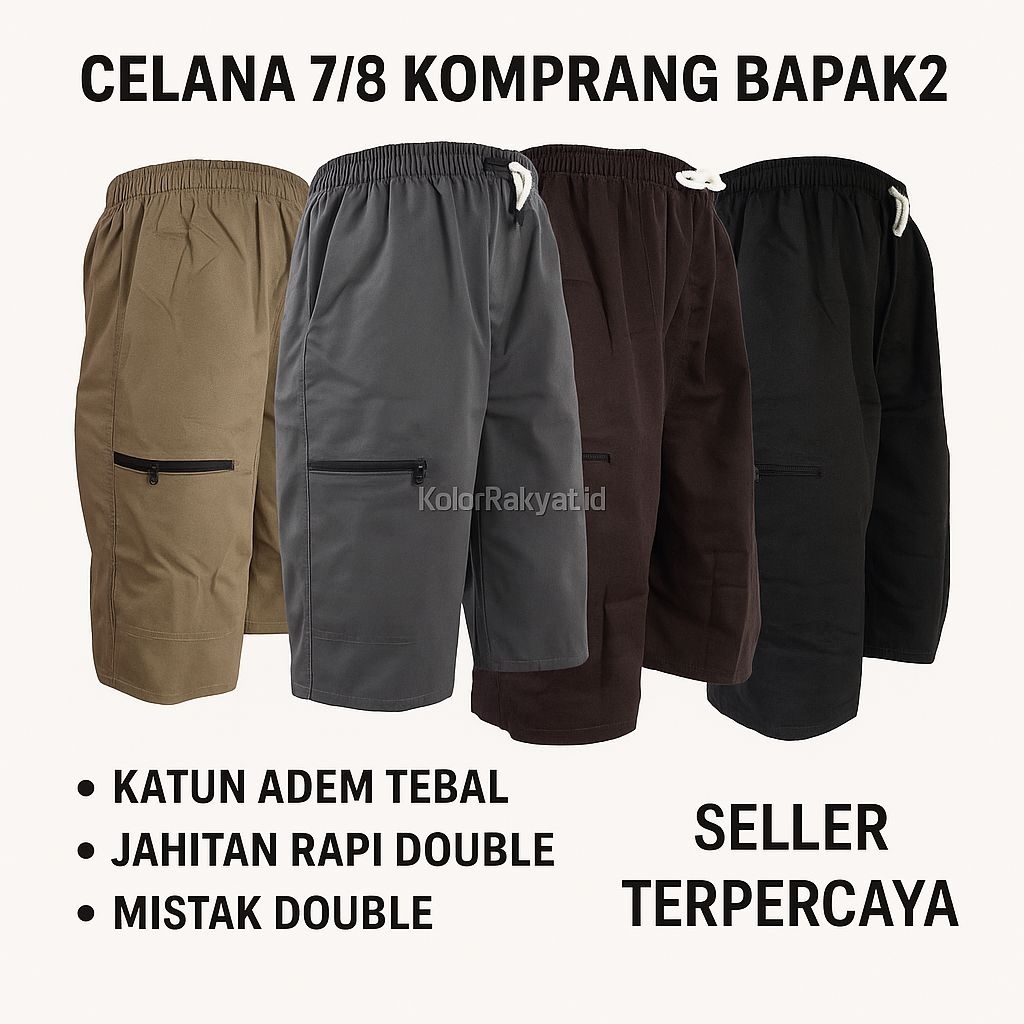(PAKET 5pcs) Celana Kolor 7/8 Jova Dobel Mistak tebal Harian Bapak-bapak Panjang Dibawah Lutut Pria