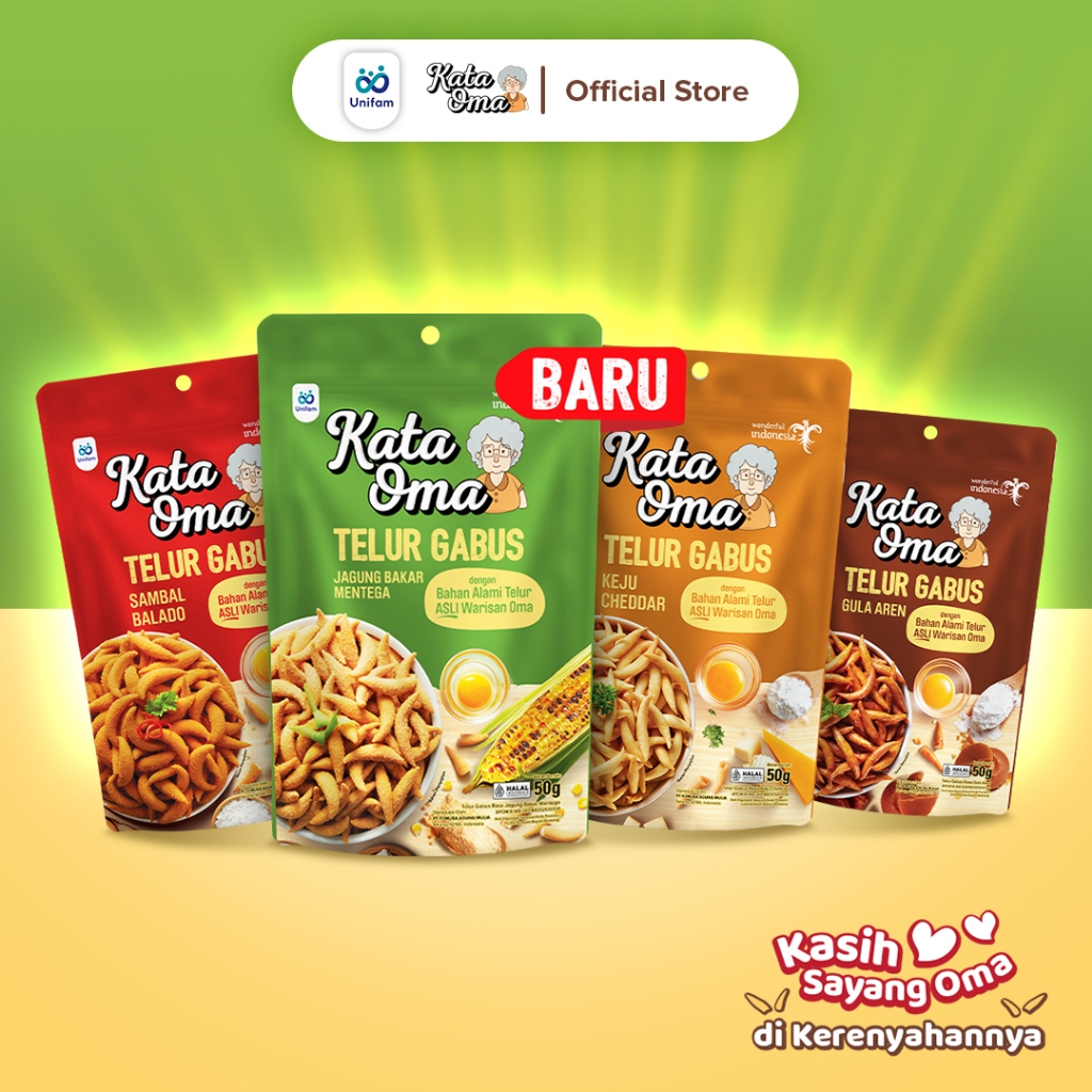 

Paket 4 Kata Oma Telur Gabus Rasa Jagung Bakar - Cemilan Snack Telor Gabus