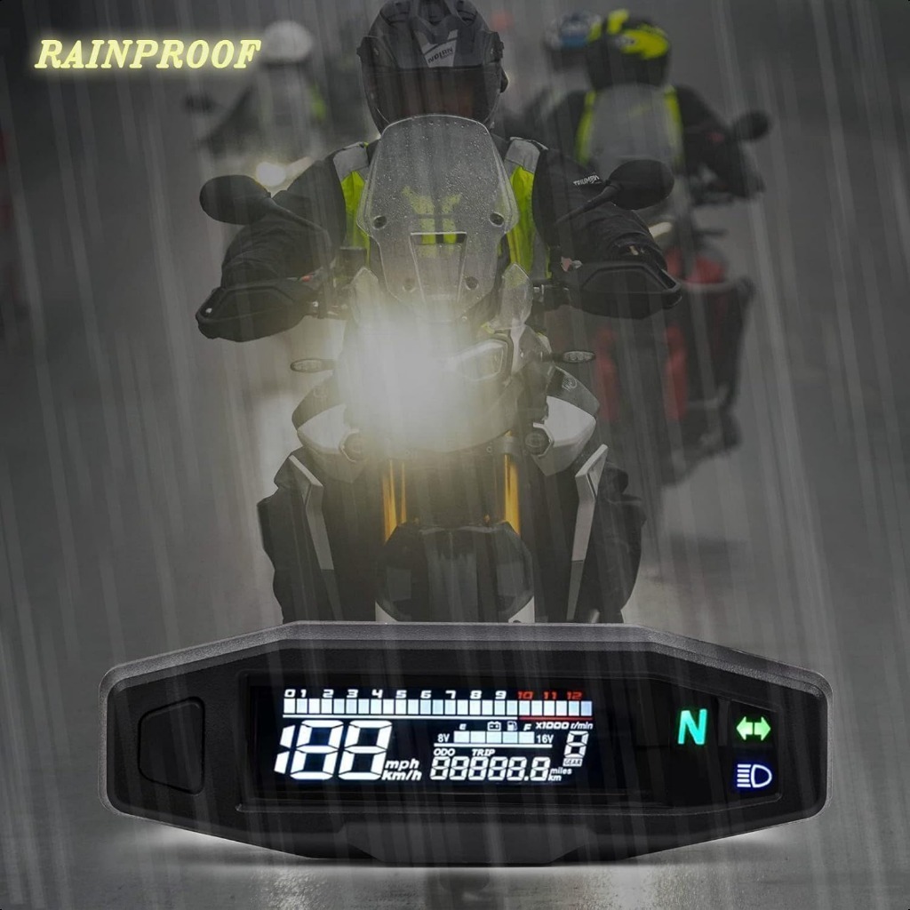 Pengukur Modifikasi Sepeda Motor 6-kecepatan 12000 RPM KM/H MPH Mini LCD VA Berlapis Motor Digital S