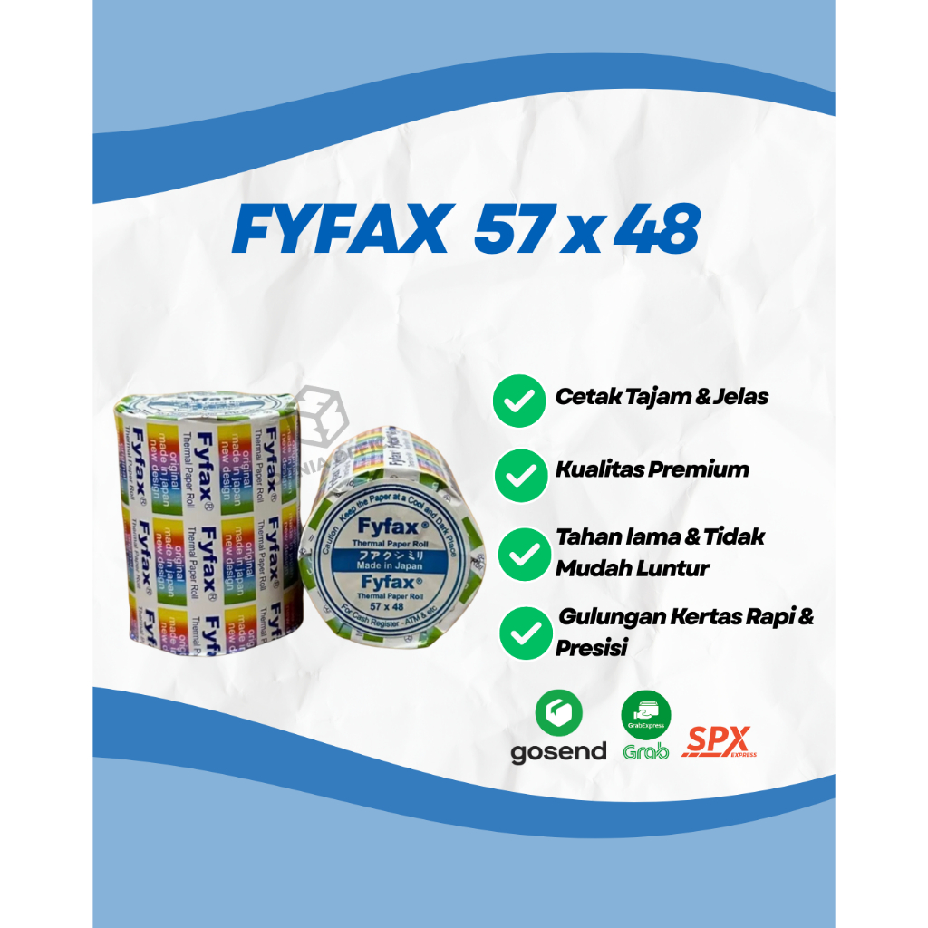 

(10pcs) Kertas Thermal 57x48 Struk Kasir FyFax Made in Japan
