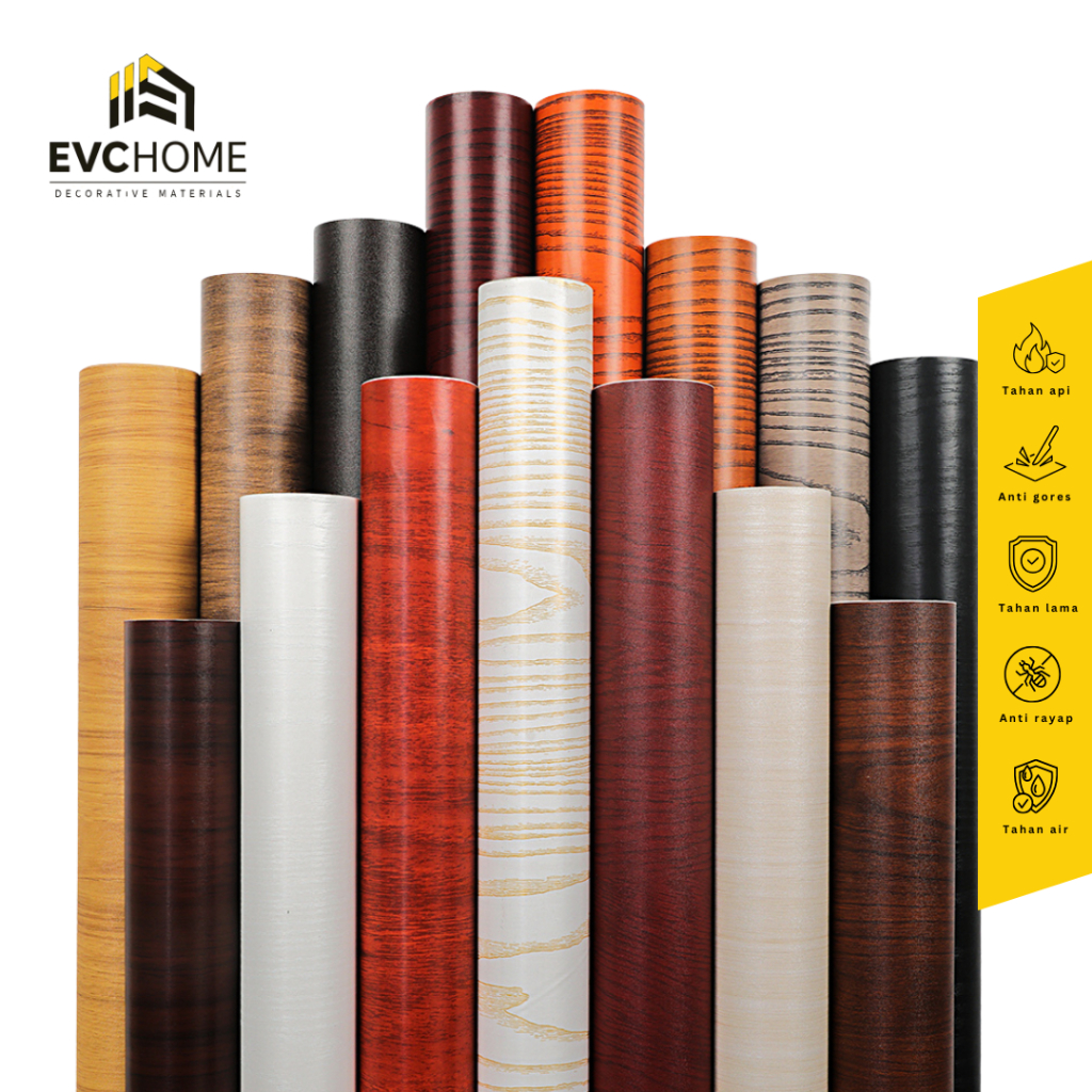 EVCHOME 60CM x 3M Wallpaper Sticker Lemari/HPL Sticker Lemari Serba Guna/Wallpaper Dinding Serat Kay
