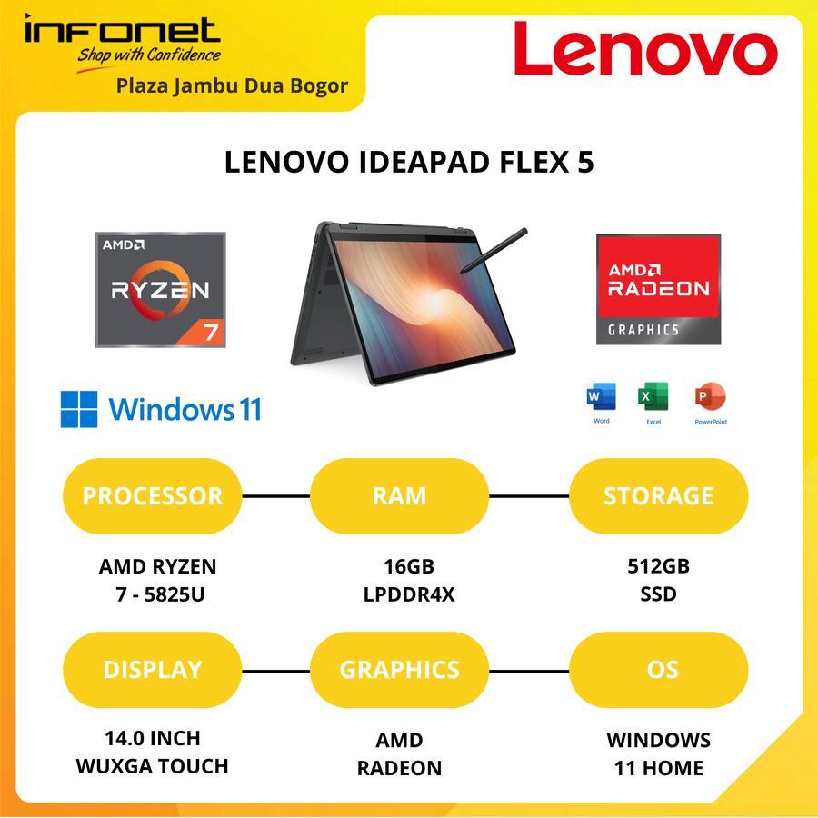 LENOVO IDEAPAD FLEX 5 RYZEN 7 5825U 16GB 512G SSD INTEGRATED 14 WUXGA TOUCH W11 OHS M365 - Abyss Blu