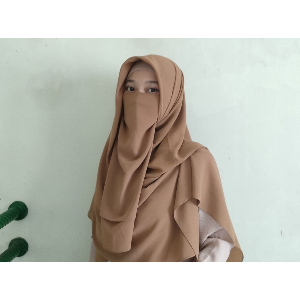 Kerudung/Khimar custom Swarovski segi empat oval Malay set cadar ceruty