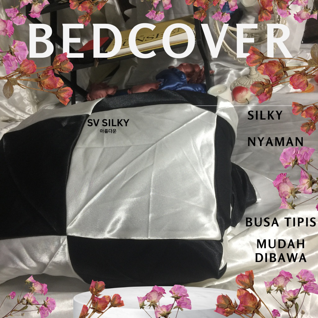 tVD- SV Silky Bedcover Sprei Puzzle Satin Premium Motif Kotak Bahan Silky Satin Adem, Halus, Estetik