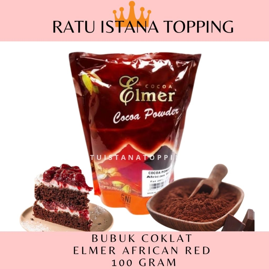 

ELMER AFRICAN RED COKLAT BUBUK 100 GRAM REPACK COCOA POWDER KAKAO BUBUK COKELAT BROWNIES PUDING CAKE BLACKFORREST