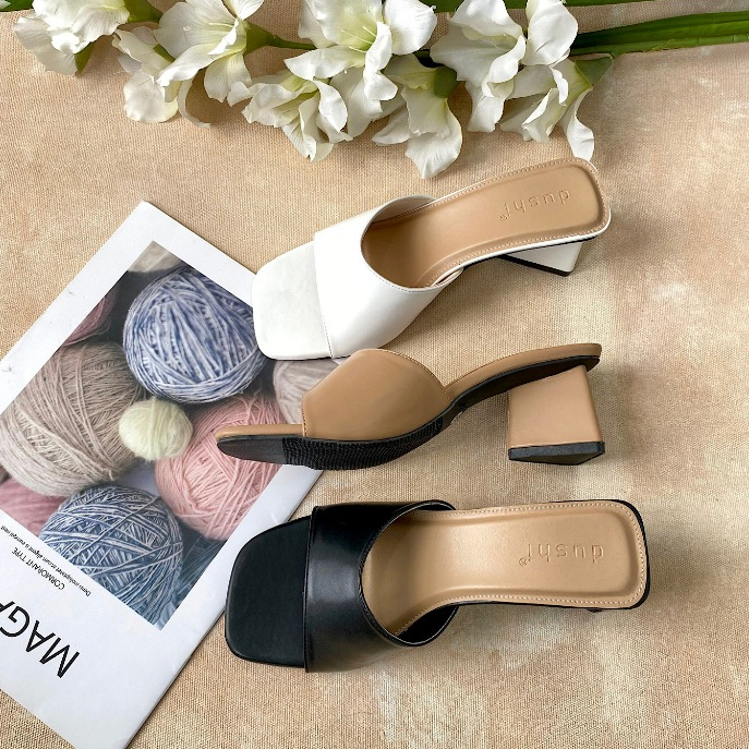 DUSHI Martis heels - Sandal wanita hak 5cm heels slop kekinian