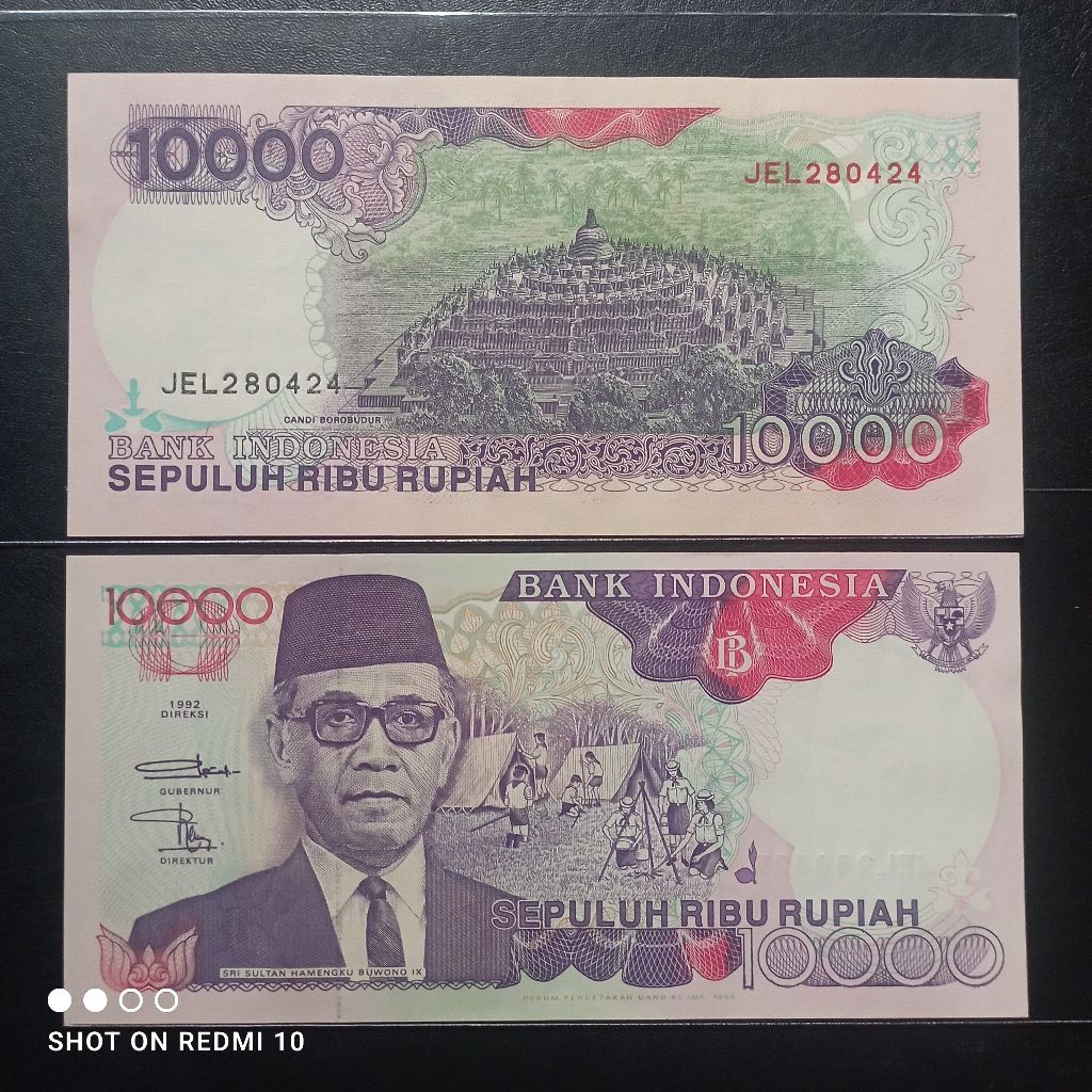 uang kertas 10000 rupiah hamengku 1992 baru gres asli