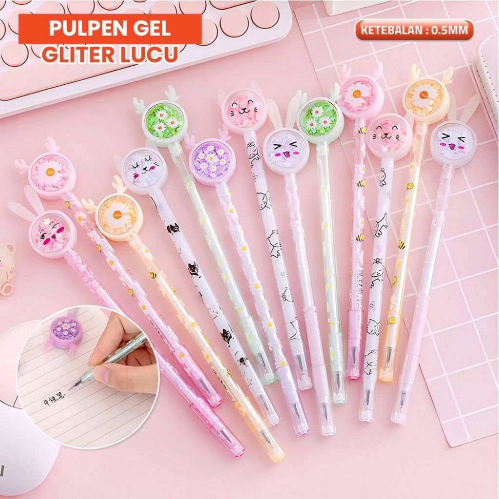 

Pulpen Gel Bunny 0.5mm Pena Gel Pastel Alat Tulis Karakter / Pena Cair Daisy Pena Kupu Motif Payet Gliter Ink Gel Perlengkapan Sekolah Kantor Lucu