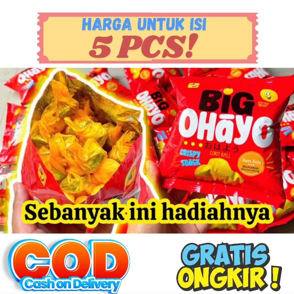 

Ciki Big Ohayo berhadiah uang tunai ( HARGA DI ATAS PER 5 PCS ) - Ciki berhadiah uang