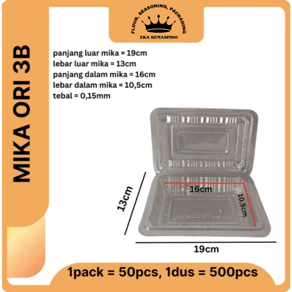 Mika Kue 3B | Mika Snack Bening Ukuran 3 B | Box Mika Nasi kuning 100pcs