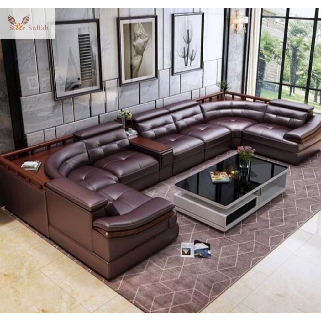 Sofa letter U modern kursi sofa tamu jumbo