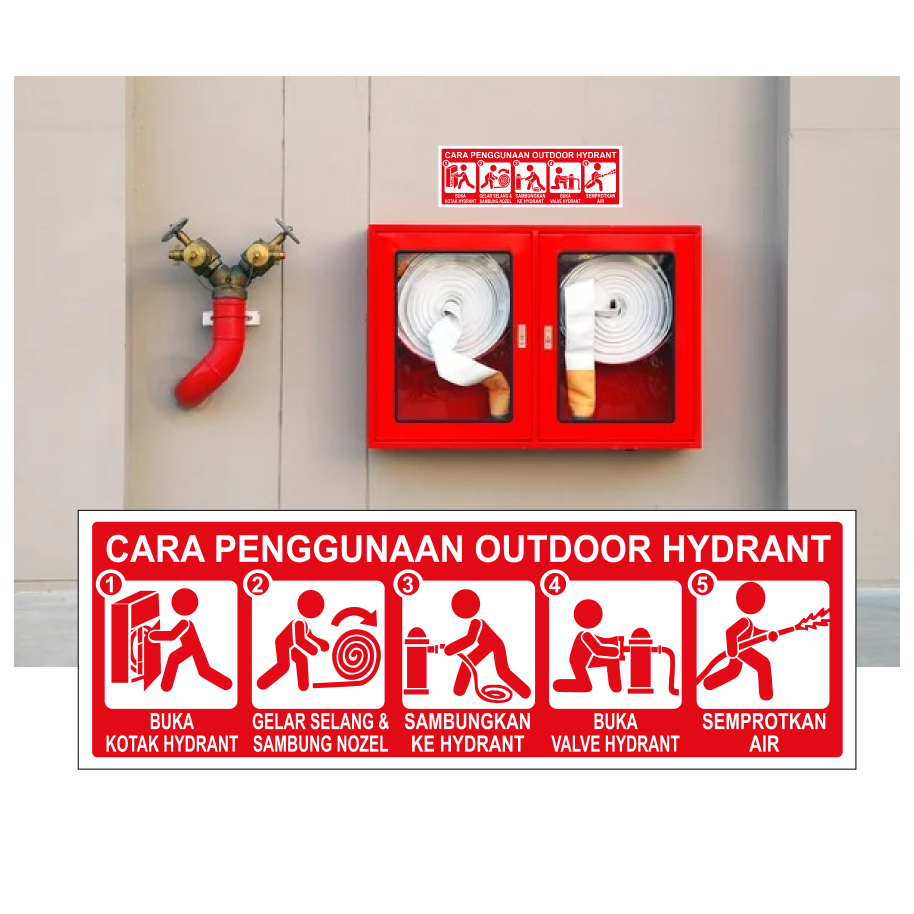 

SIGN STIKER CARA PENGGUNAAN HYDRANT INDOOR / OUTDOOR - 30 X 10 CM - SIAP KIRIM