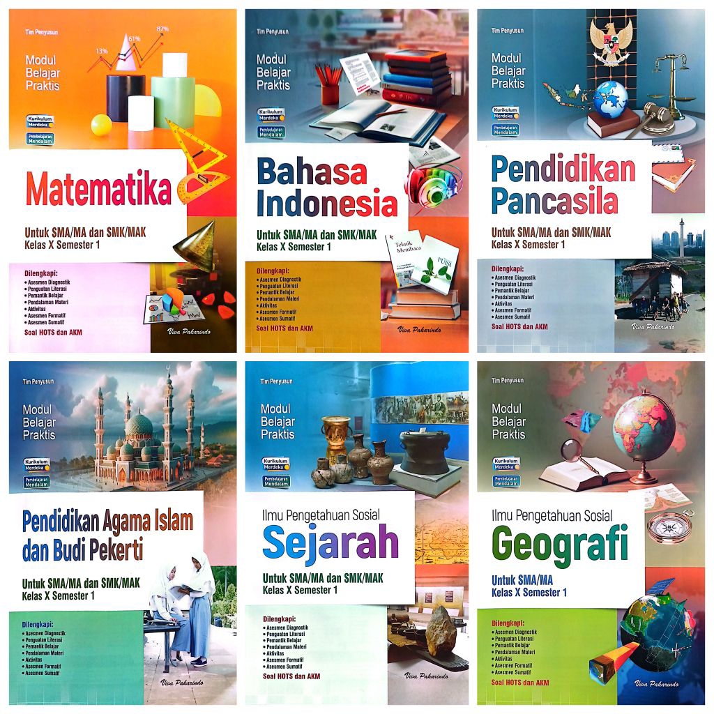 BUKU LKS VIVA PAKARINDO SMA SMK KELAS 10 MATEMATIKA B.INDONESIA PANCASILA PAIBP SEJARAH GEOGRAFI SEM