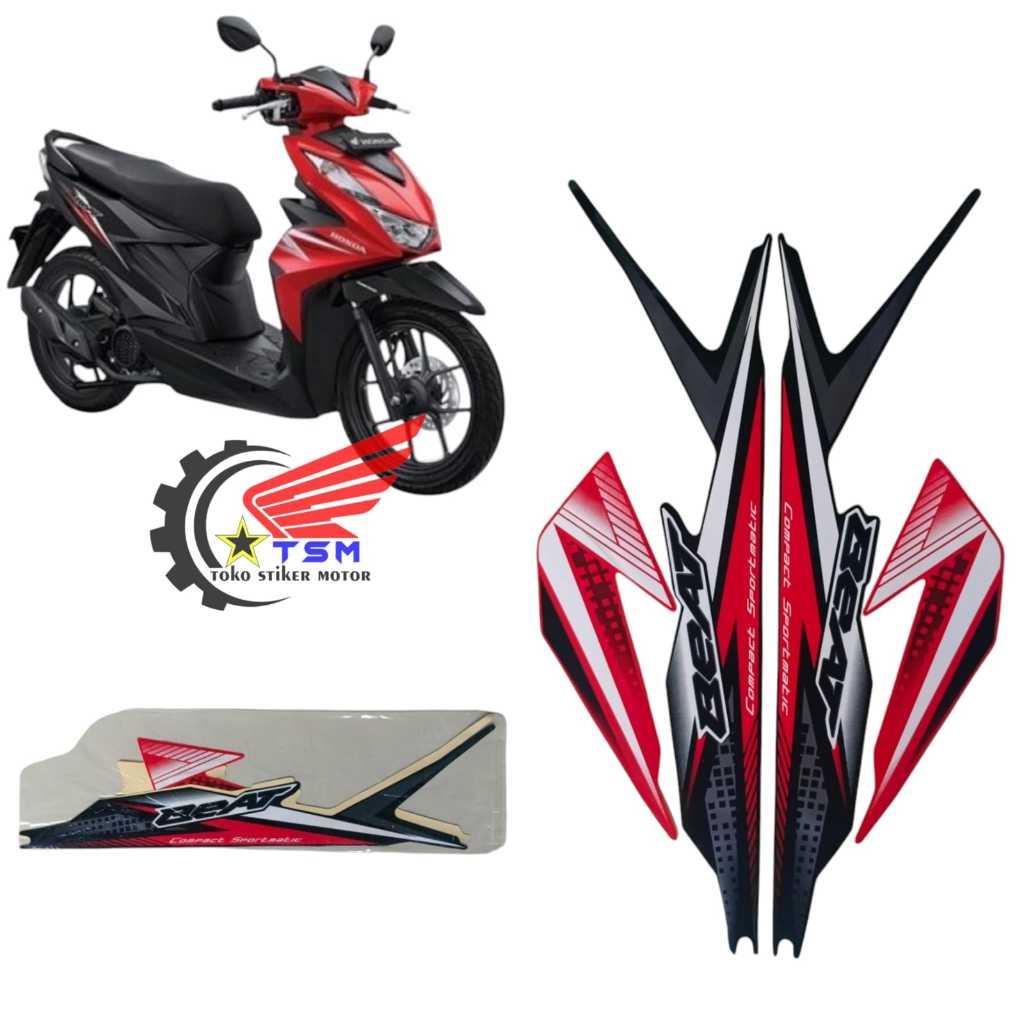 STIKER STRIPING LIS BODY MOTOR BEAT FI NEW 2020 CBS WARNA HITAM MERAH STANDAR