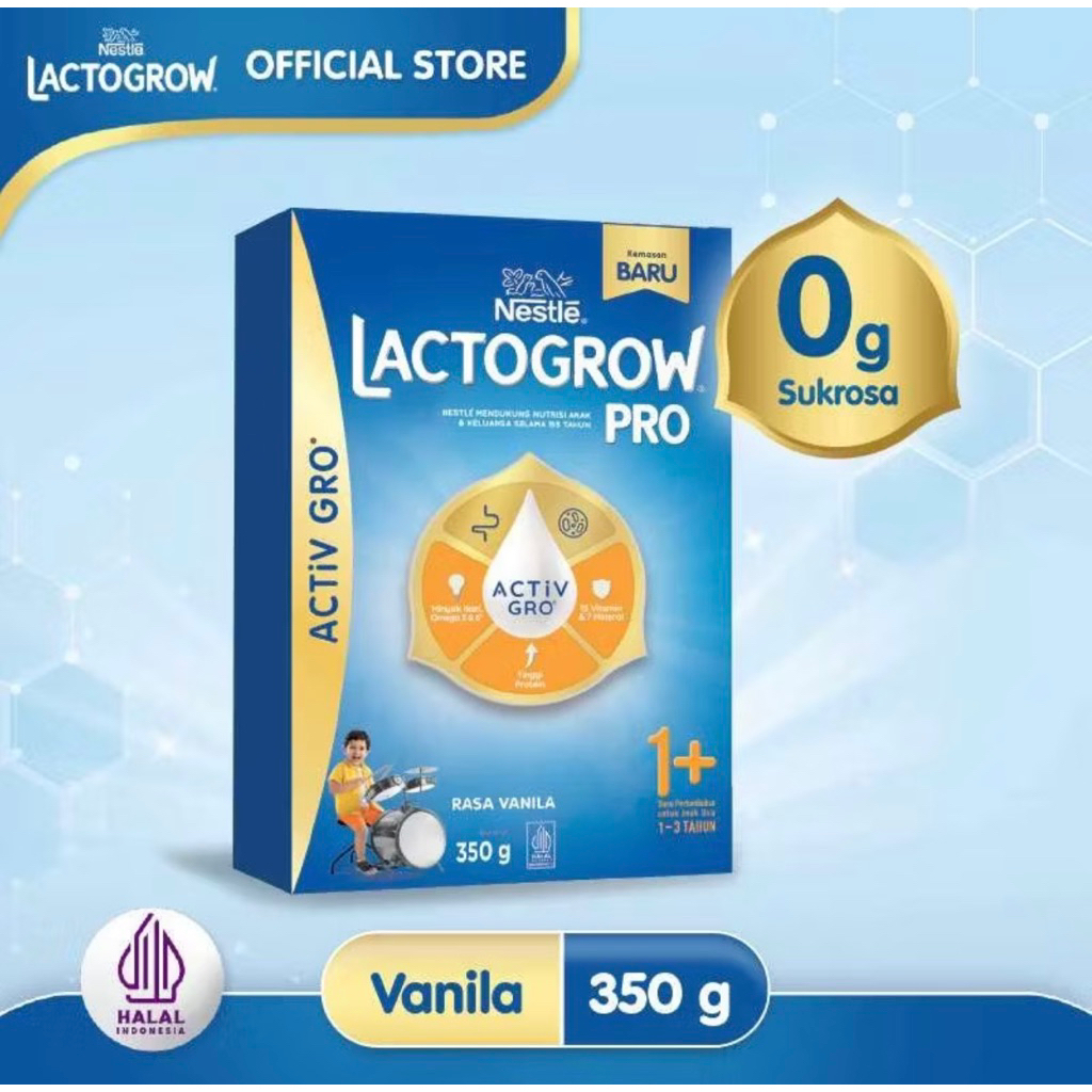

lactogrow pro activ gro rasa vanila 350gr susu rasa vanila