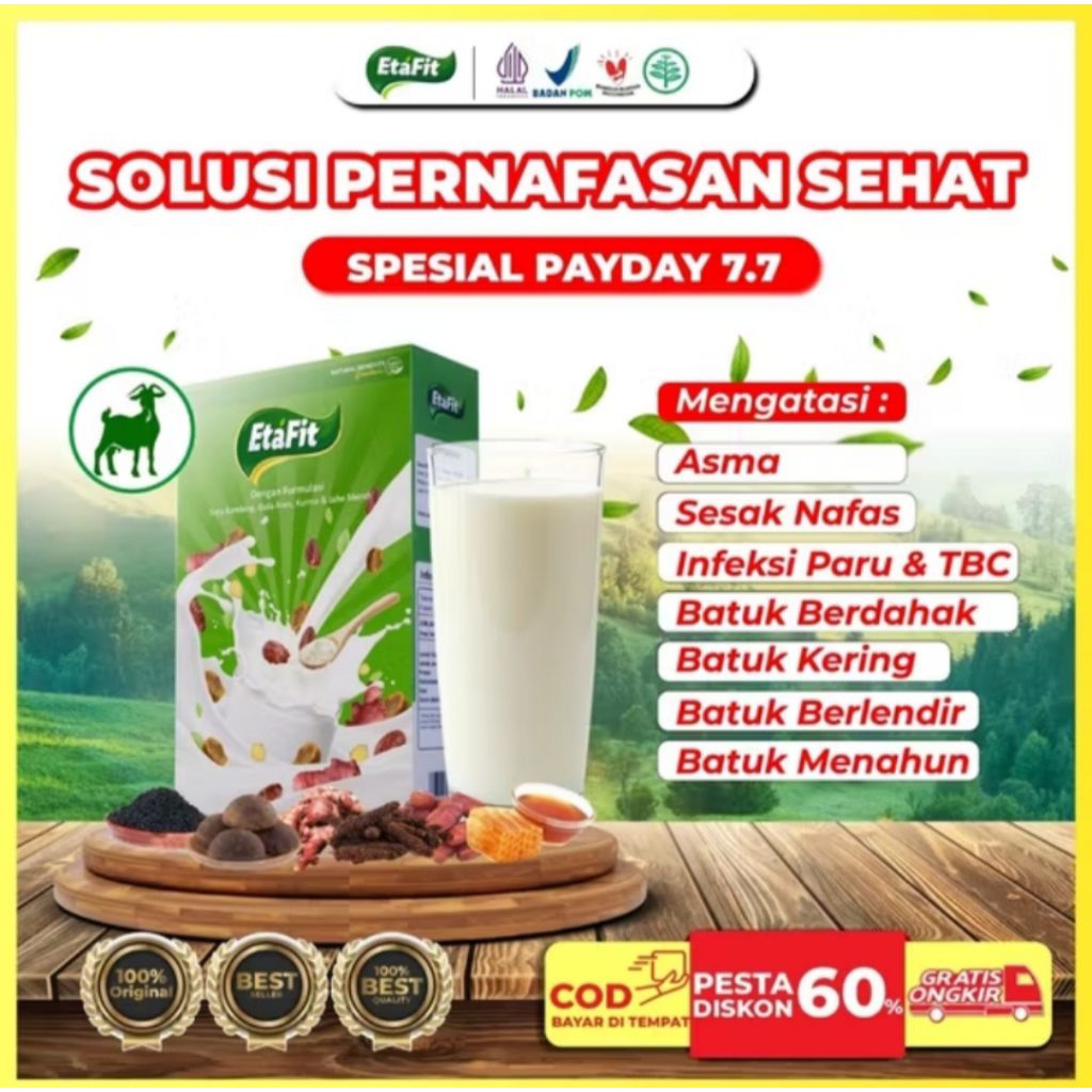 

Etafit Susu Kambing Asli Paket 2Box Mengobati Sesak Nafas Paru Paru Tbc Asma
