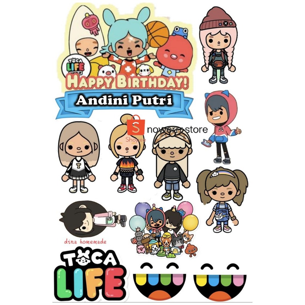 Topper TOCA LIFE WORLD Birthday Custom Nama | Hiasan Kue Tema TOCA BOCA