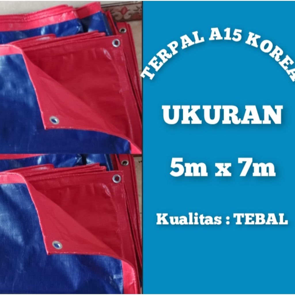 Terpal tebal A15 korea Ukuran 5m x 7m warna biru orens
