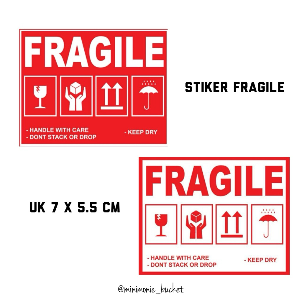 

STIKER FRAGILE / STIKER PECAH BELAH / STIKER JANGAN DIBANTING UK 7 x 5.5 CM SATUAN MURAH