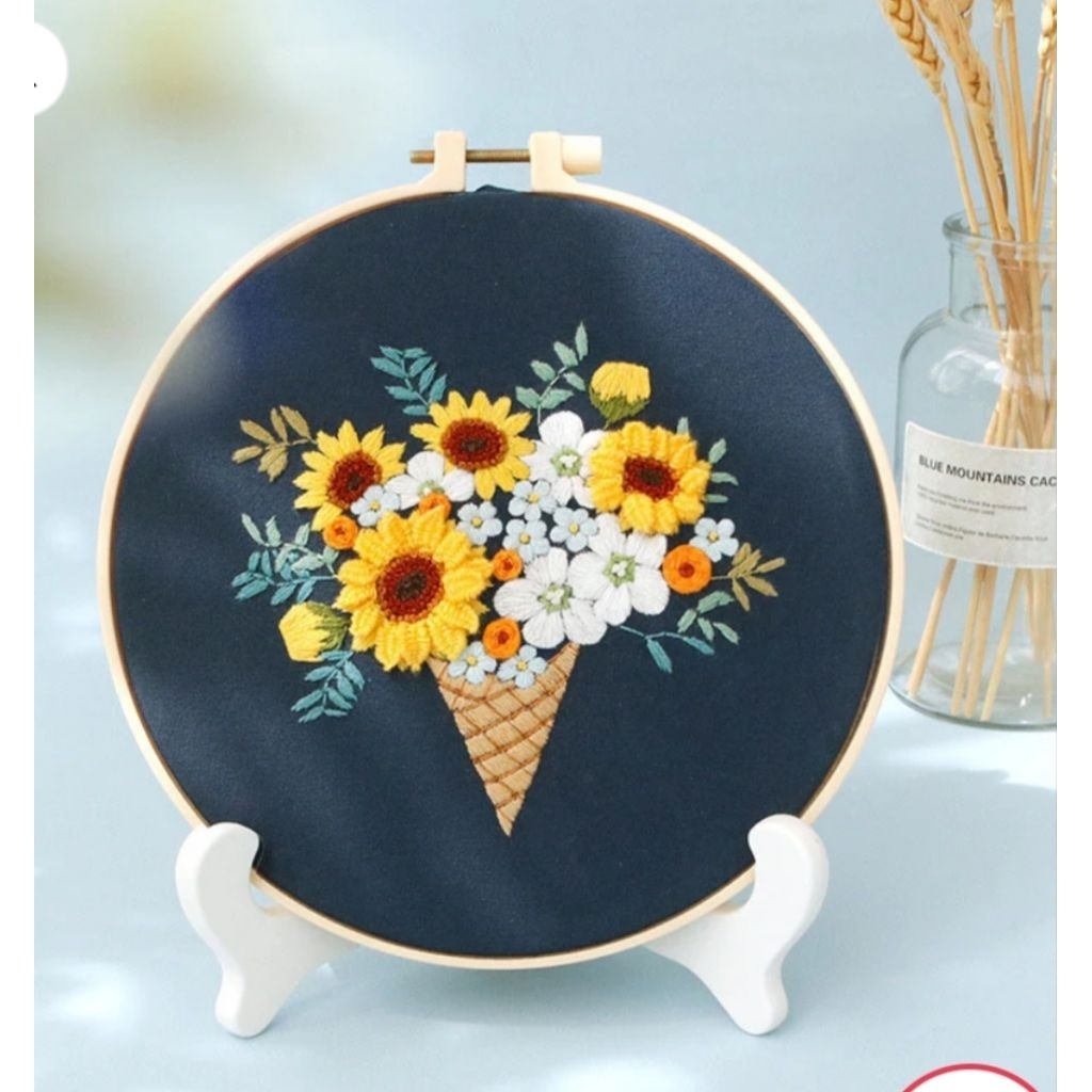 Set Sulam Tangan Pola Pemula Lukisan Hand Embroidery Stater Kit seri F
