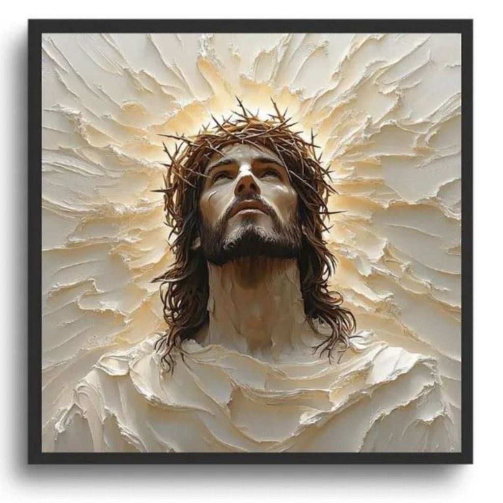 lukisan wajah tuhan yesus bertekstur