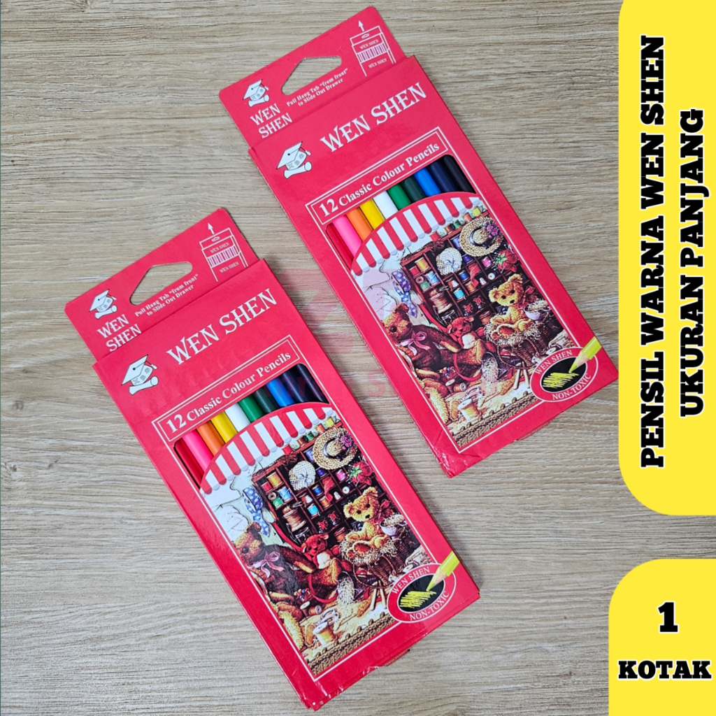 

( 1 PACK ) Pensil Warna Panjang WEN SHEN 12 Warna Berkualitas
