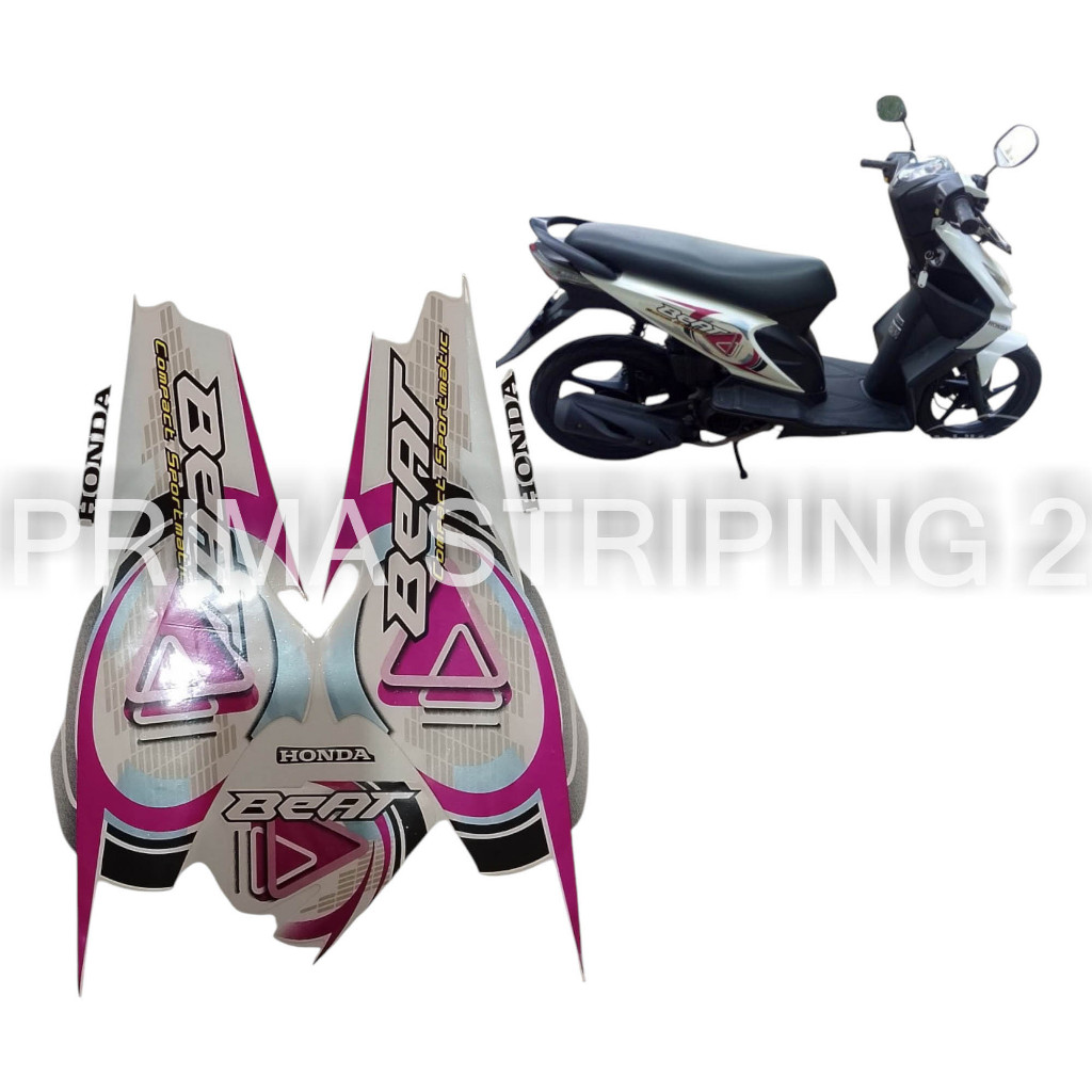STIKER STRIPING MOTOR HONDA BEAT 2009 KARBU PUTIH