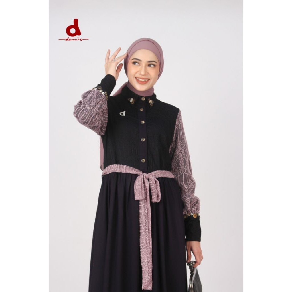Gamis Dannis Terbaru 2025 d'Alesha/abaya dannis terbaru 2025/gamis rayon mix brukat