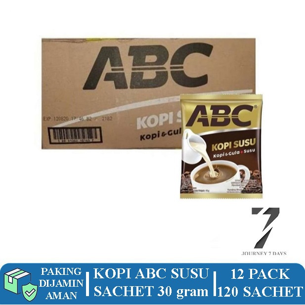 

KOPI ABC SUSU DUS 12 X 10 X 30 GRAM JOURNEY 7 DAYS DENGAN PAKING AMAN