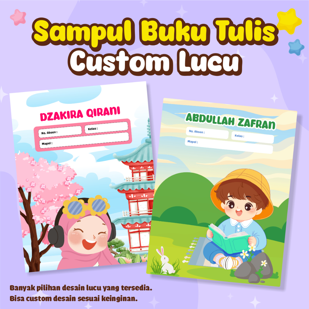 

[TANPA PO] SAMPUL BUKU CUSTOM LUCU - BANYAK PILIHAN DESAIN - 1PACK ISI 5 LEMBAR DAN 10 LEMBAR