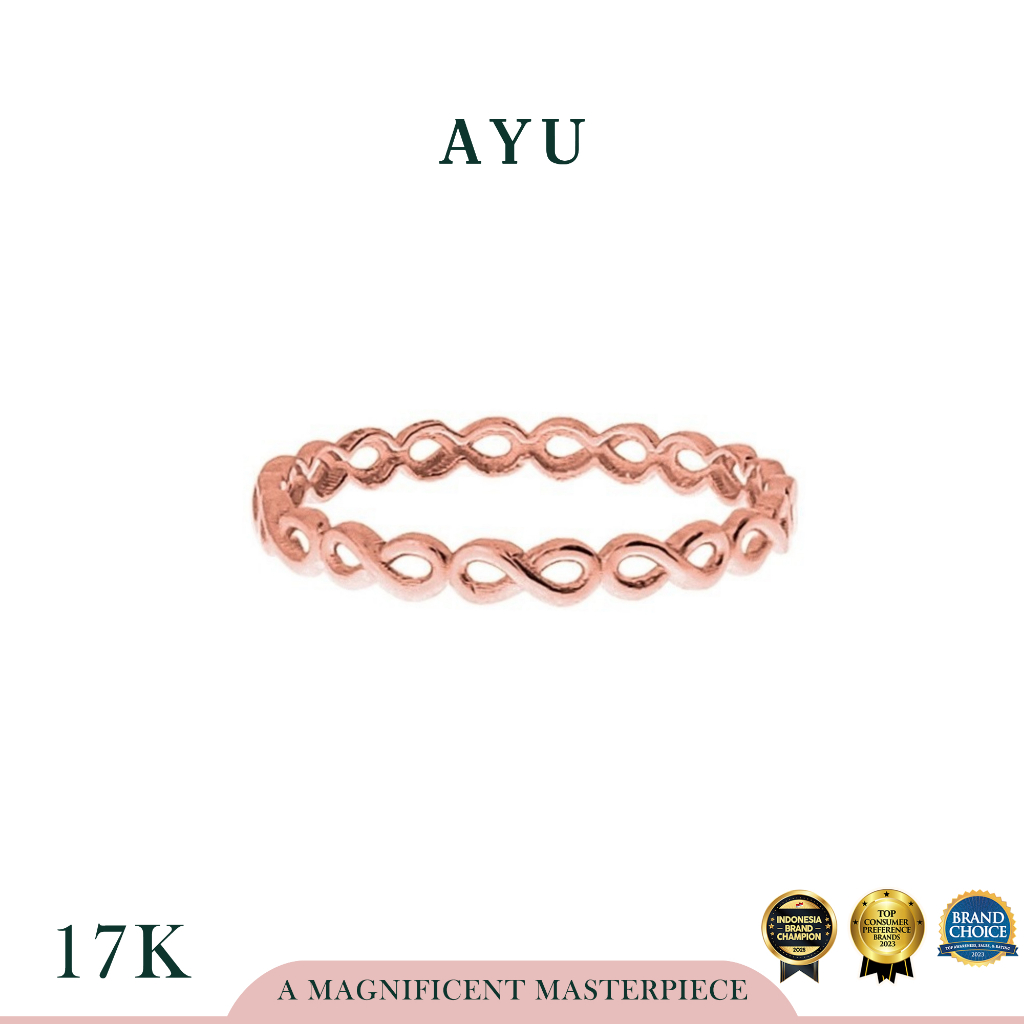 AYU Cincin Emas - Gold Infinity Stack 17k Rose Gold