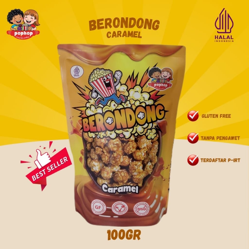 

CARAMEL POPCORN 100gr - PopHop Berondong / Camilan Manis Caramel Crispy Popcorn Jagung Sehat