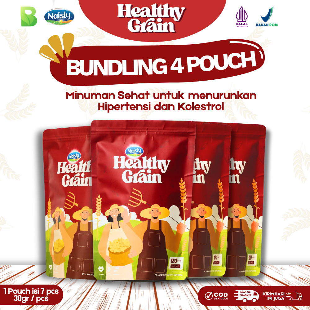 

Healthy Grain - Minuman Sehat Mengatasi Hipertensi dan Kolestrol (4 POUCH)