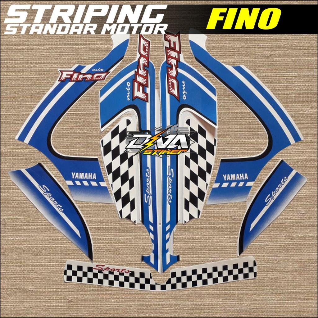 Striping Standar Yamaha Fino Karbu 2012 Putih Biru Catur Lis Body Berkualitas Terbaik