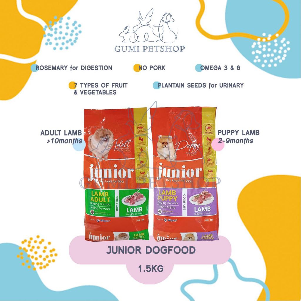 JUNIOR Dog Food 1,5Kg / Makanan Anjing Adult Dog Food / Puppy Dog Food