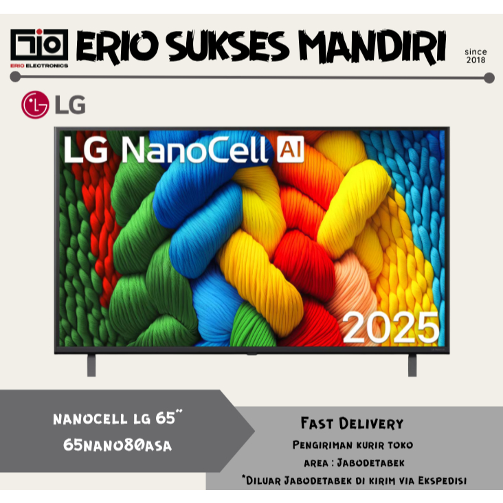 LG LED Smart TV 65 Inch 65NANO80ASA / 65 NANO80 ASA / 65NANO80 - NanoCell AI - NANO80 - 4K