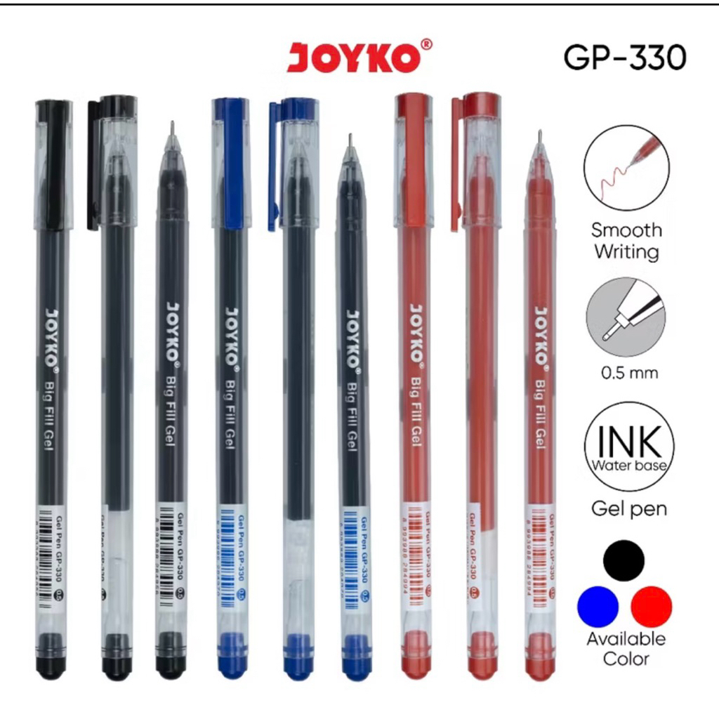 

JOYKO Gel Pen Pulpen Pena GP-330 Big Fill Gel 0.5 mm