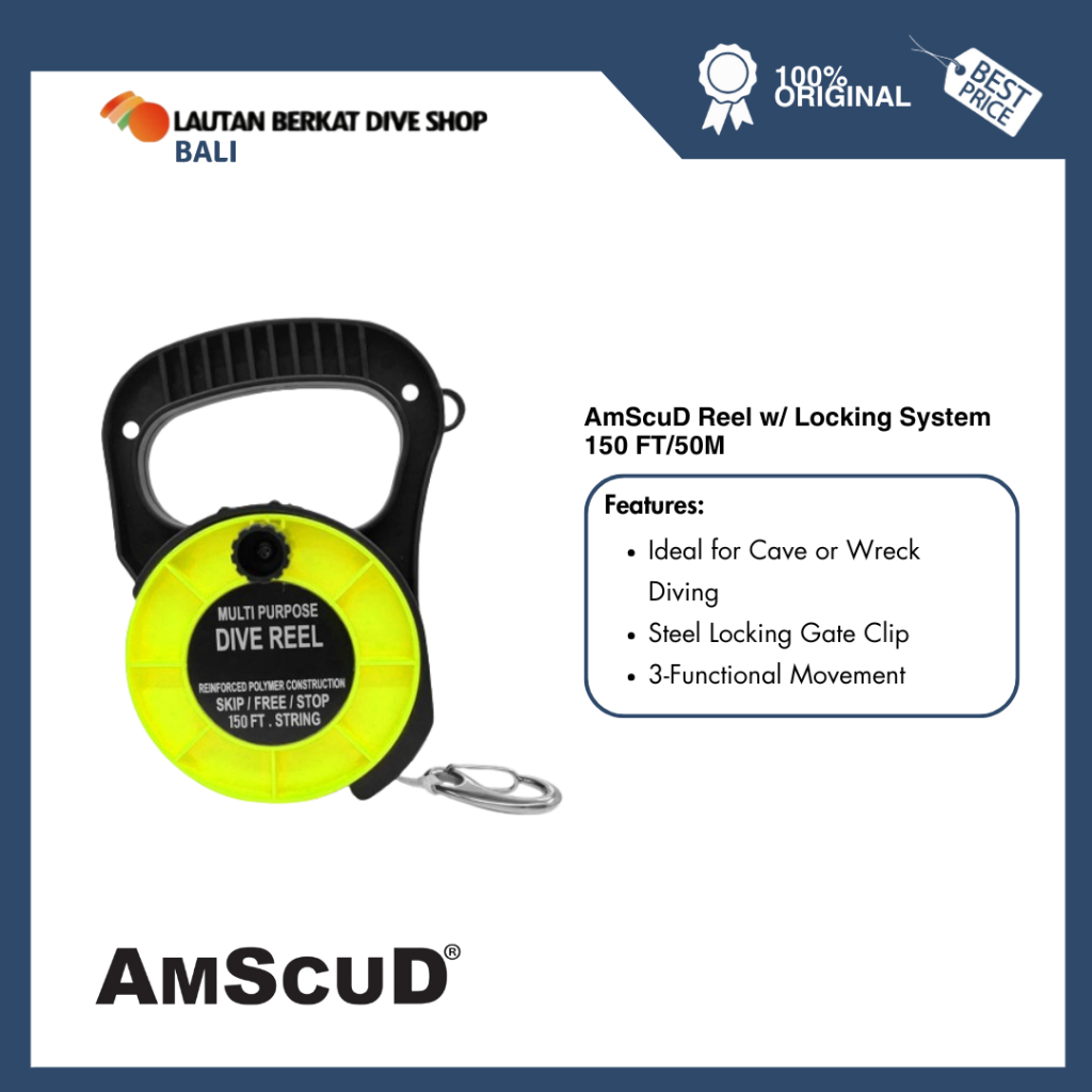 AmScuD Dive Reel with Locking System 150 Feet