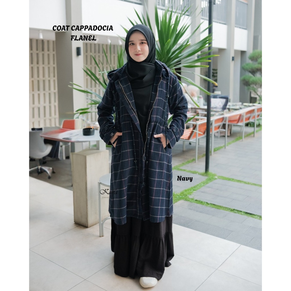 Kaffa Indonesia - Coat Cappadocia Flanel - Long Coat - Outer Casual - Jaket Muslimah Kekinian
